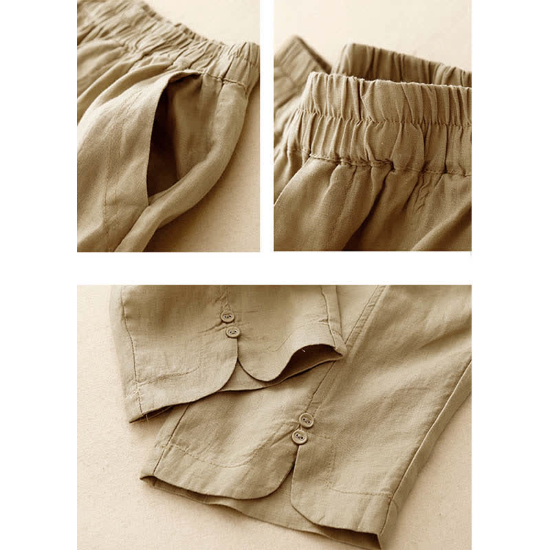 Nimara Ritual Summer Linen Women's Tapered Pants With Pockets