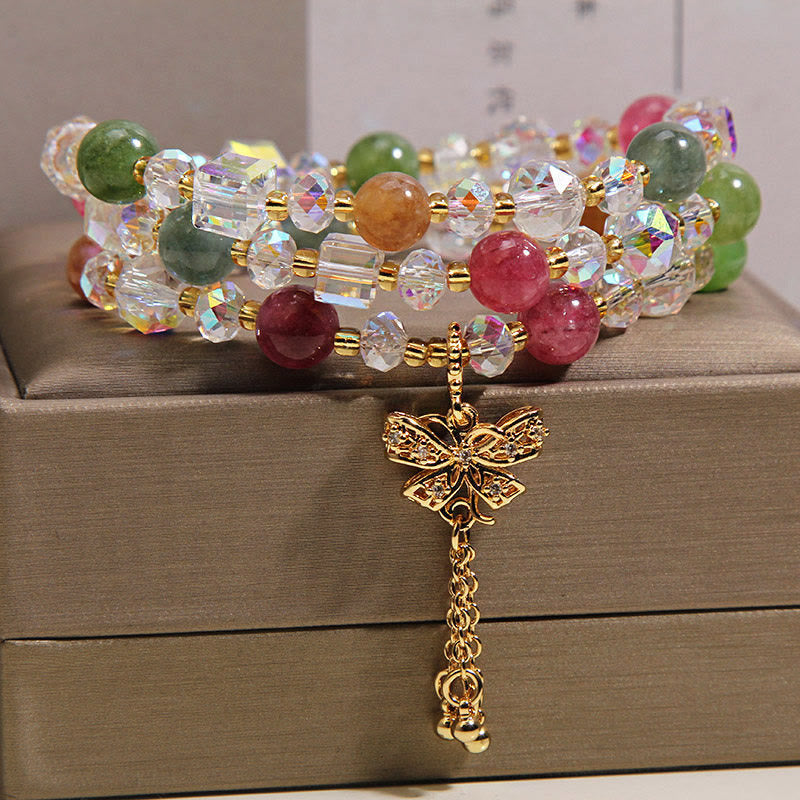 Nimara Ritual Colorful Tourmaline Butterfly Wisdom Triple Wrap Bracelet