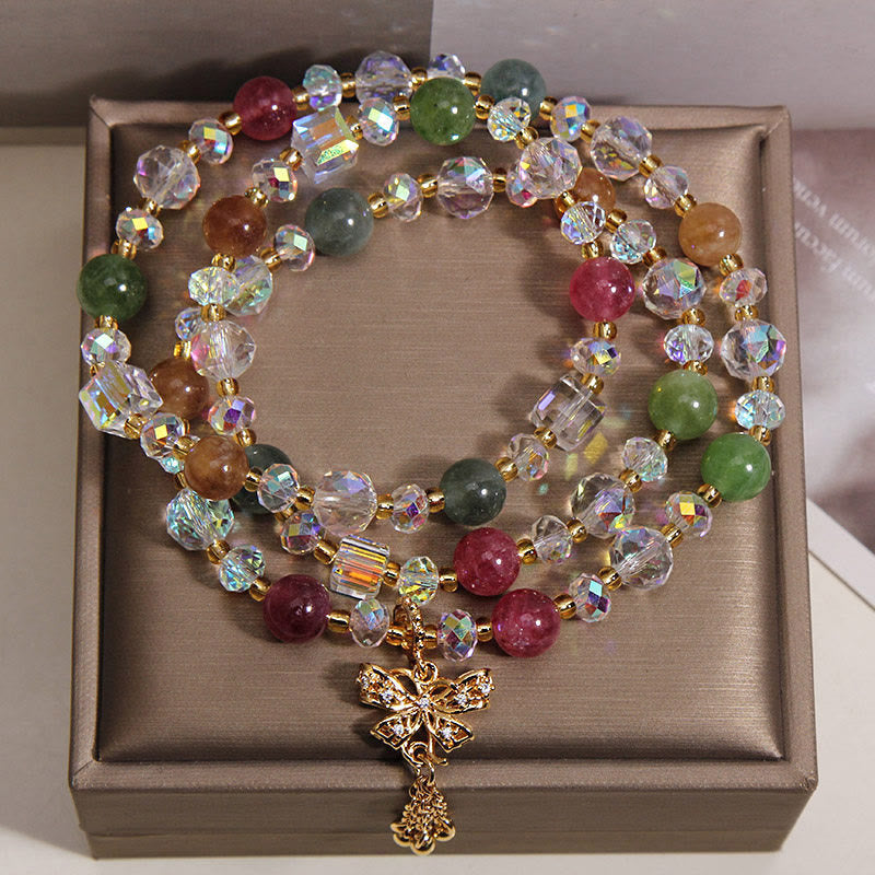 Nimara Ritual Colorful Tourmaline Butterfly Wisdom Triple Wrap Bracelet
