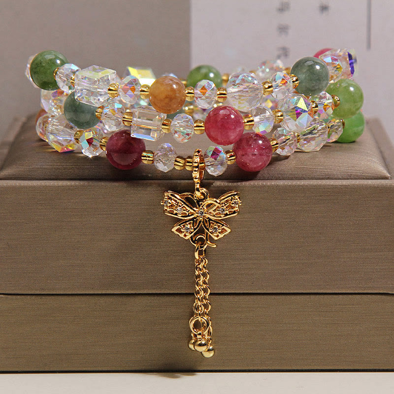 Nimara Ritual Colorful Tourmaline Butterfly Wisdom Triple Wrap Bracelet