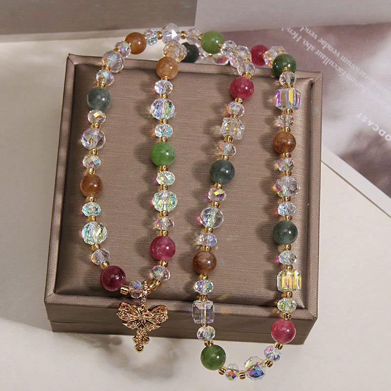 Nimara Ritual Colorful Tourmaline Butterfly Wisdom Triple Wrap Bracelet