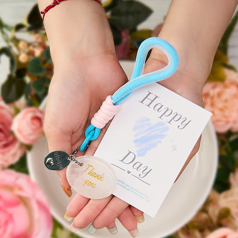 Nimara Ritual Thank You Gifts Natural Clear Quartz White Crystal Protection Key Chain Hanging Decoration