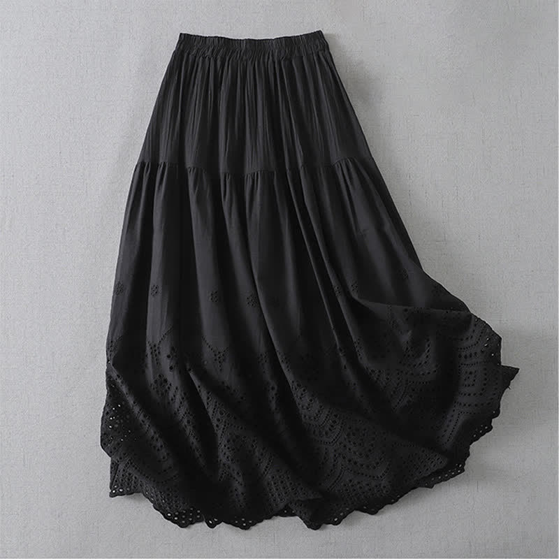 Nimara Ritual Summer Boho Hollow Hem Design Solid Women's Skirts