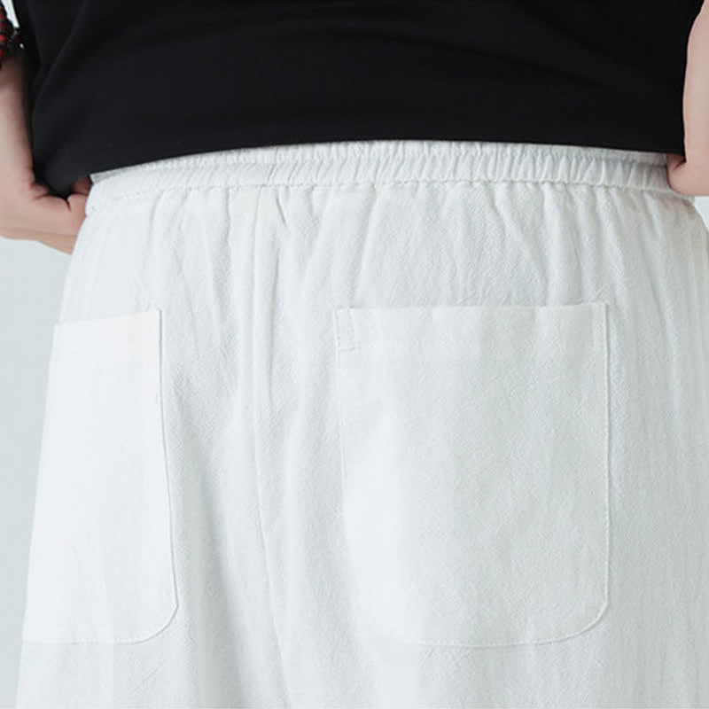 Nimara Ritual Summer Cotton Minimalist Elastic Waist Men's Straight Pants With Pockets