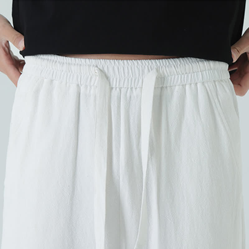 Nimara Ritual Summer Cotton Minimalist Elastic Waist Men's Straight Pants With Pockets