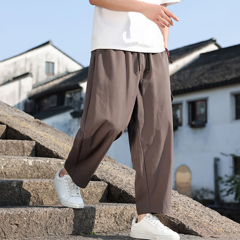 Nimara Ritual Summer Casual Drawstring Embroidery Men's Harem Pants With Pockets