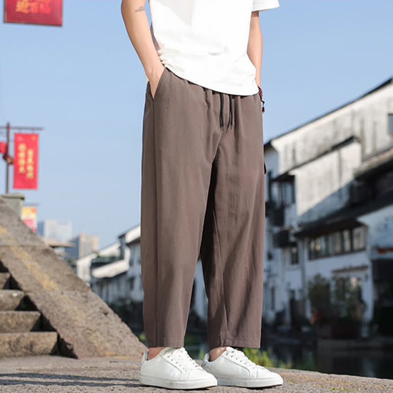 Nimara Ritual Summer Casual Drawstring Embroidery Men's Harem Pants With Pockets