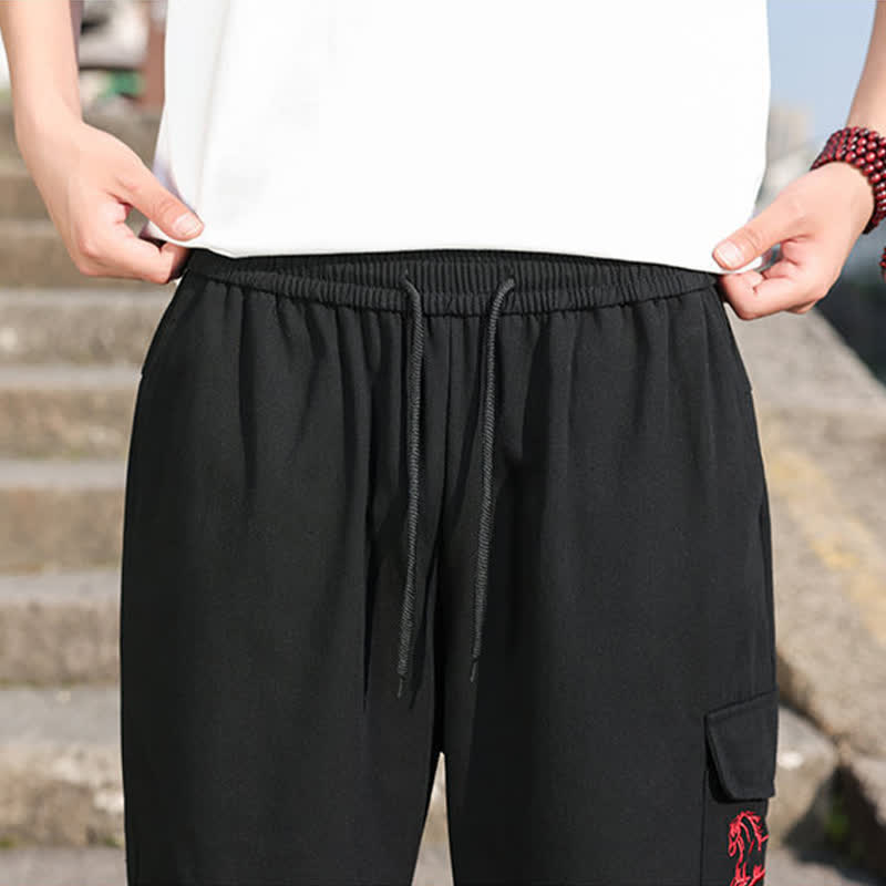 Nimara Ritual Summer Casual Drawstring Embroidery Men's Harem Pants With Pockets