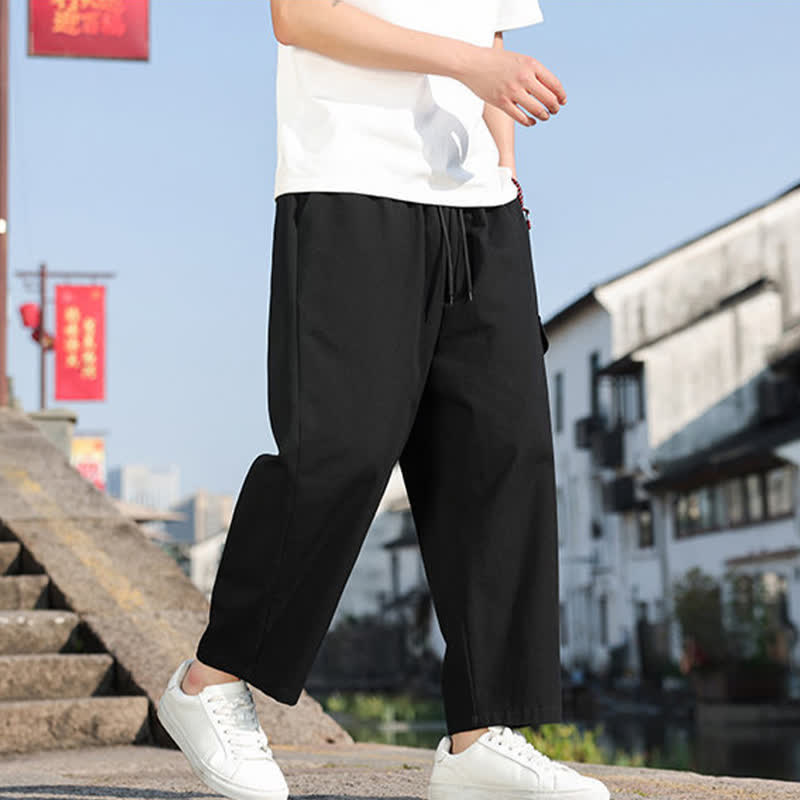 Nimara Ritual Summer Casual Drawstring Embroidery Men's Harem Pants With Pockets