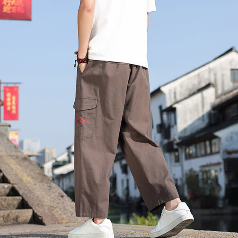 Nimara Ritual Summer Casual Drawstring Embroidery Men's Harem Pants With Pockets