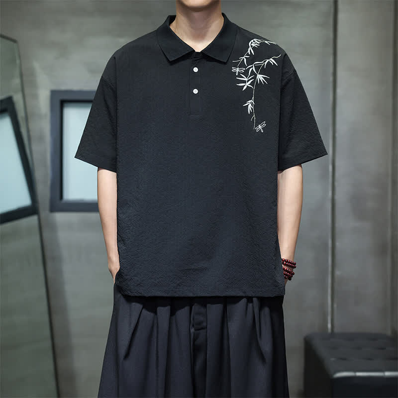 Nimara Ritual Summer Casual Embroidery Solid Men's Short Sleeve Shirts