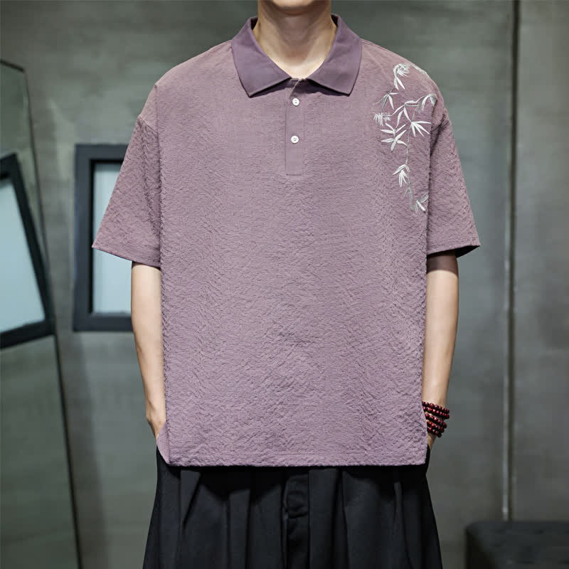 Nimara Ritual Summer Casual Embroidery Solid Men's Short Sleeve Shirts