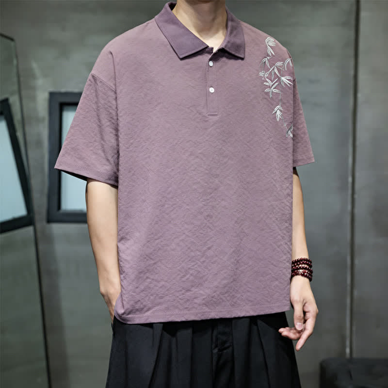Nimara Ritual Summer Casual Embroidery Solid Men's Short Sleeve Shirts