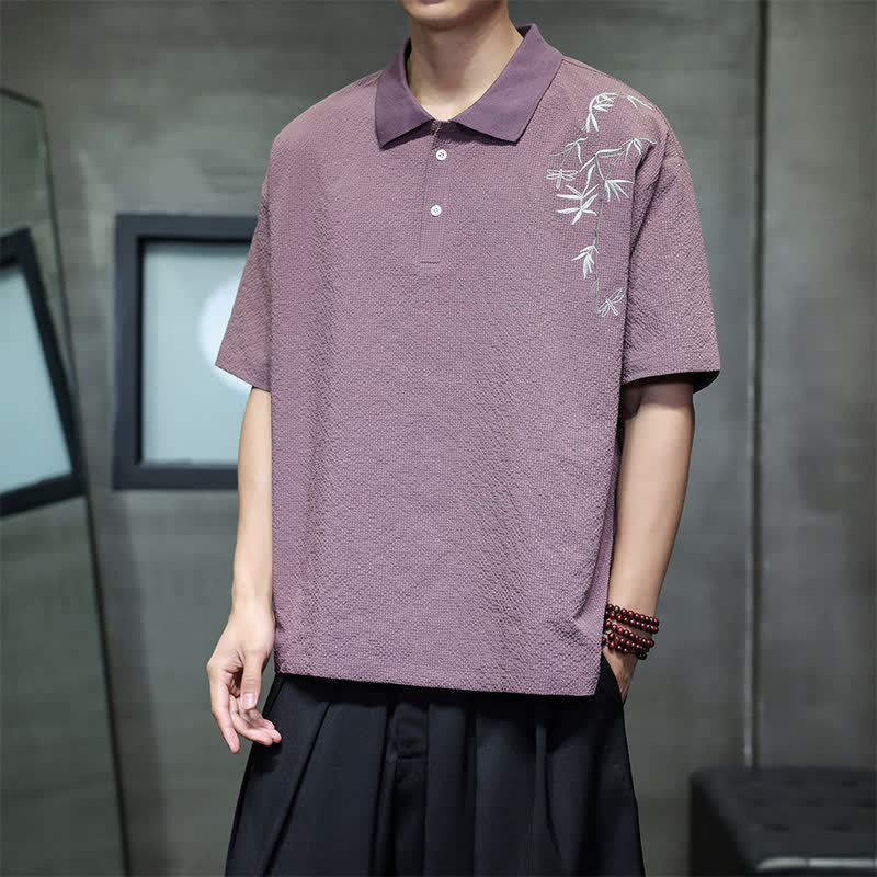 Nimara Ritual Summer Casual Embroidery Solid Men's Short Sleeve Shirts
