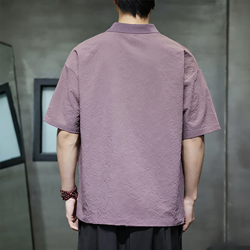 Nimara Ritual Summer Casual Embroidery Solid Men's Short Sleeve Shirts