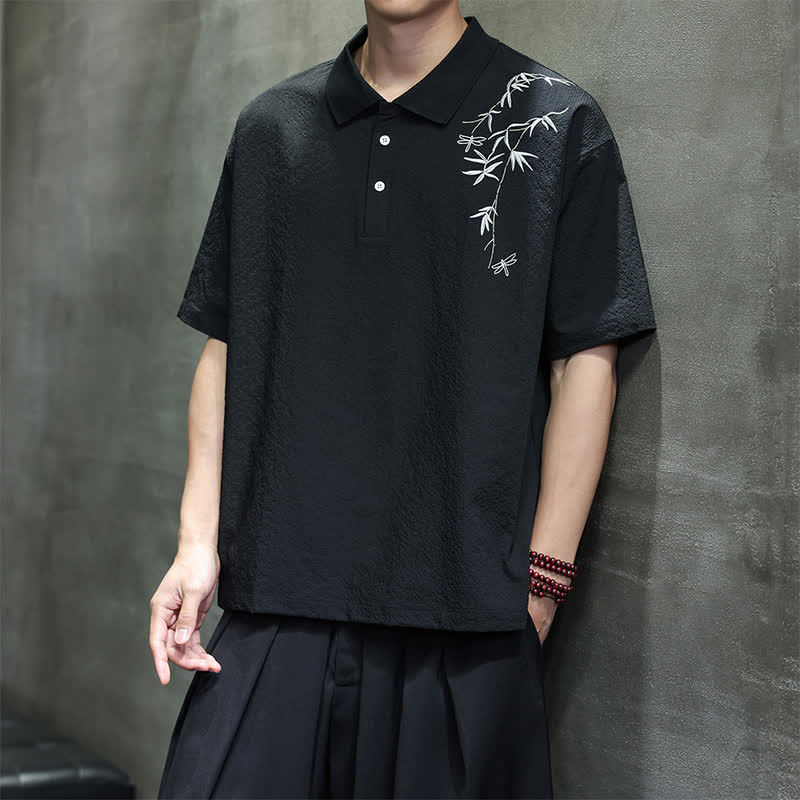 Nimara Ritual Summer Casual Embroidery Solid Men's Short Sleeve Shirts