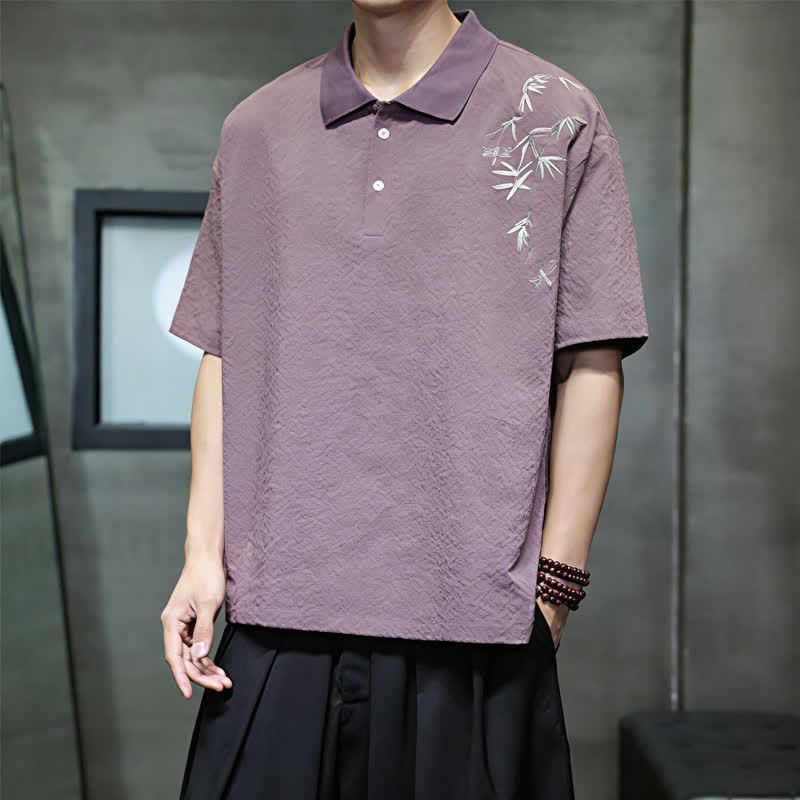 Nimara Ritual Summer Casual Embroidery Solid Men's Short Sleeve Shirts