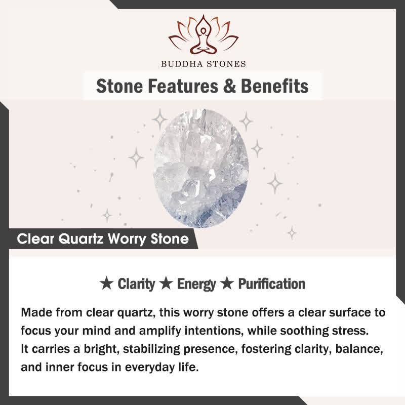 Nimara Ritual Clarity & Calm Natural Small Clear Quartz Worry Stone Clarity Crystal Decor 3.5*4.5cm