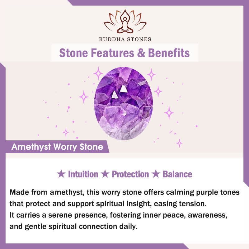 Nimara Ritual Calm & Strength Natural Small Amethyst Worry Stone Balance Crystal Decor 3.5*4.5cm