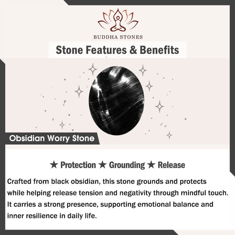 Nimara Ritual Protection & Grounding Natural Small Black Obsidian Worry Stone Crystal Decor 3.5*4.5cm