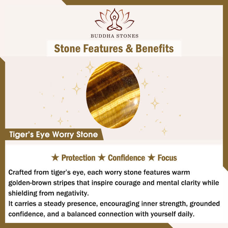 Nimara Ritual Confidence & Focus Natural Small Tiger's Eye Worry Stone Crystal Decor 3.5*4.5cm