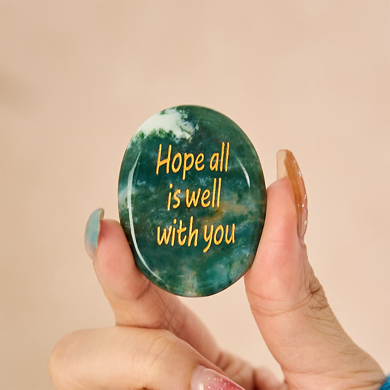Nimara Ritual Hope All Is Well With You Natural Moss Agate Palm Stone Growth Crystal Decor