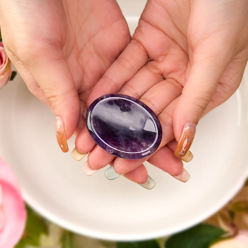 Nimara Ritual Calm & Strength Natural Small Amethyst Worry Stone Balance Crystal Decor 3.5*4.5cm