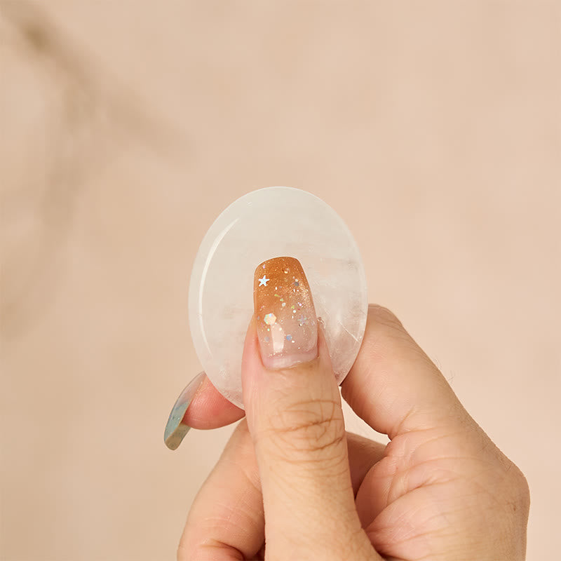 Nimara Ritual Clarity & Calm Natural Small Clear Quartz Worry Stone Clarity Crystal Decor 3.5*4.5cm