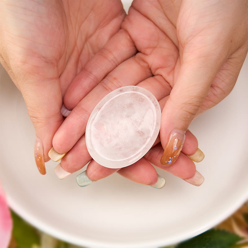 Nimara Ritual Clarity & Calm Natural Small Clear Quartz Worry Stone Clarity Crystal Decor 3.5*4.5cm