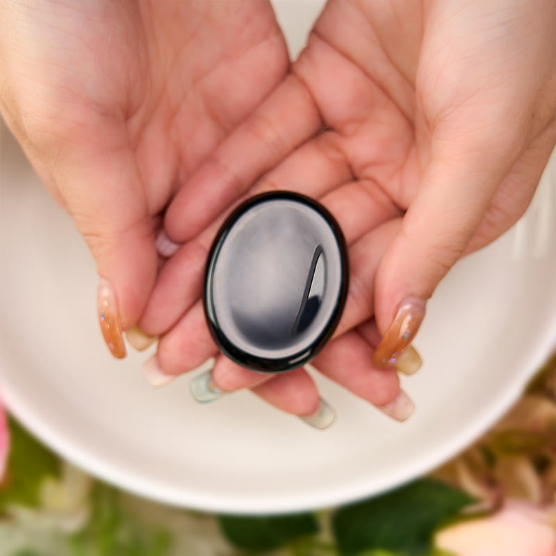 Nimara Ritual Protection & Grounding Natural Small Black Obsidian Worry Stone Crystal Decor 3.5*4.5cm