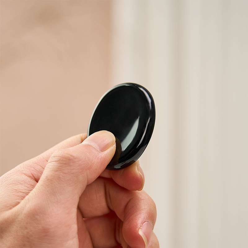Nimara Ritual Protection & Grounding Natural Small Black Obsidian Worry Stone Crystal Decor 3.5*4.5cm