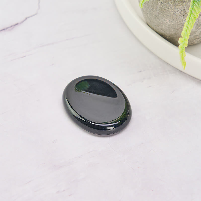 Nimara Ritual Protection & Grounding Natural Small Black Obsidian Worry Stone Crystal Decor 3.5*4.5cm
