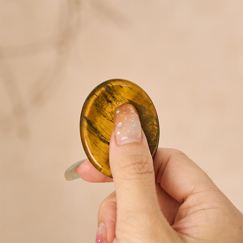 Nimara Ritual Confidence & Focus Natural Small Tiger's Eye Worry Stone Crystal Decor 3.5*4.5cm