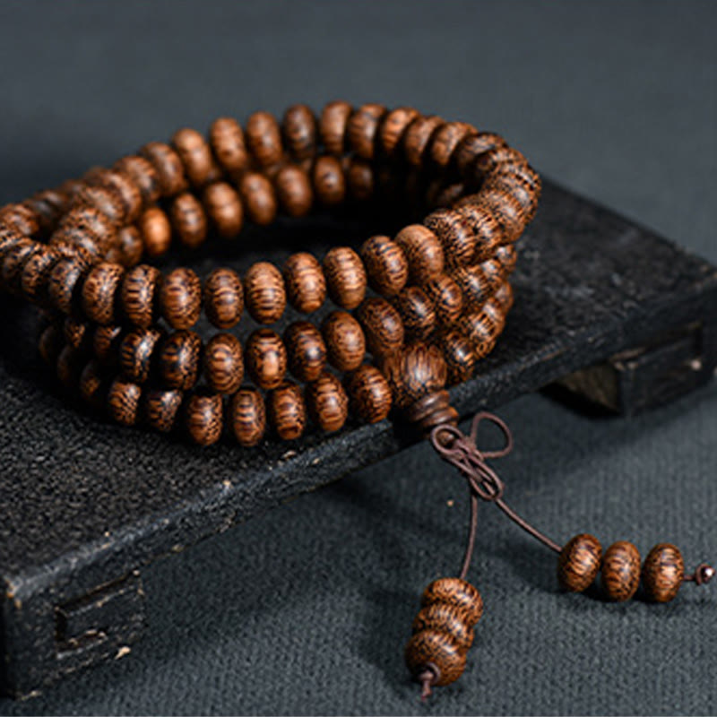 Nimara Ritual 108 Textured Wood Beads Calm Energy Mala