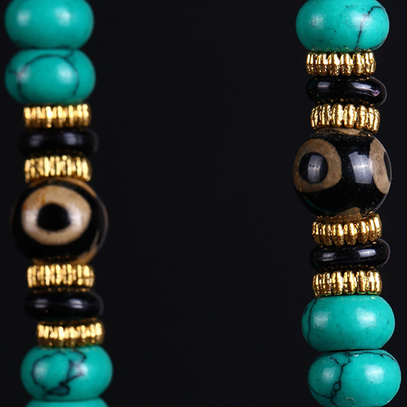 Nimara Ritual Tibetan 108 Beads Turquoise Dzi Bead Wisdom Balance Mala