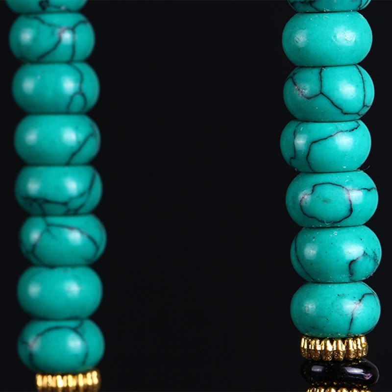 Nimara Ritual Tibetan 108 Beads Turquoise Dzi Bead Wisdom Balance Mala