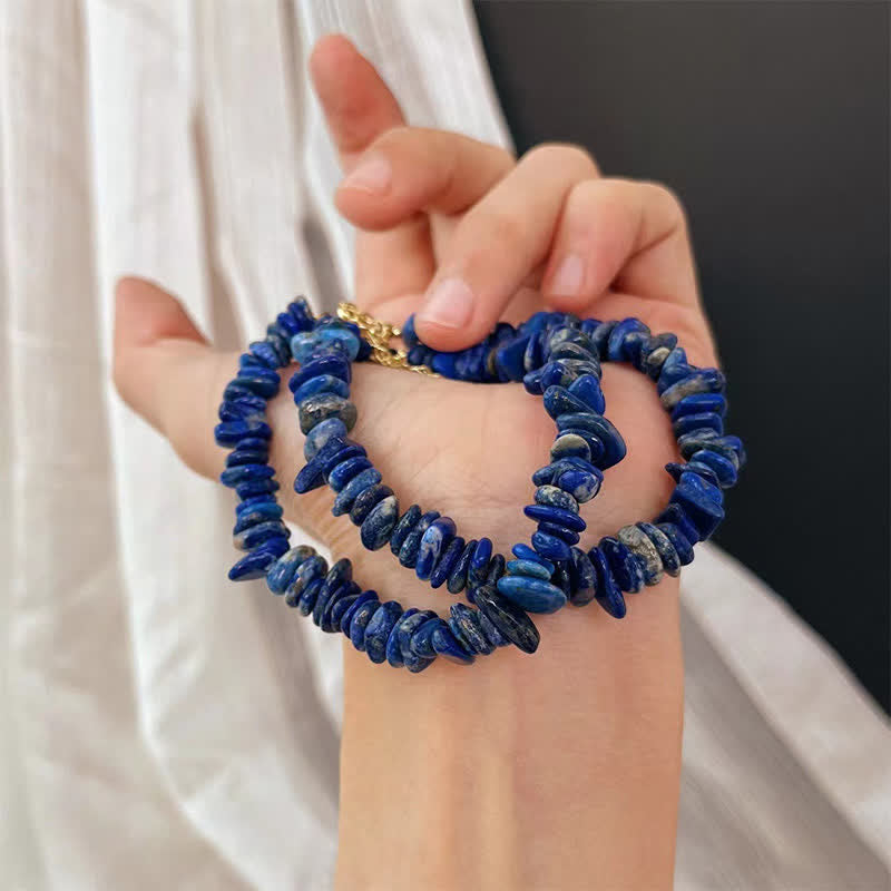 Positive and Serenity Natural Irregular Design Lapis Lazuli Lazurite Bracelet