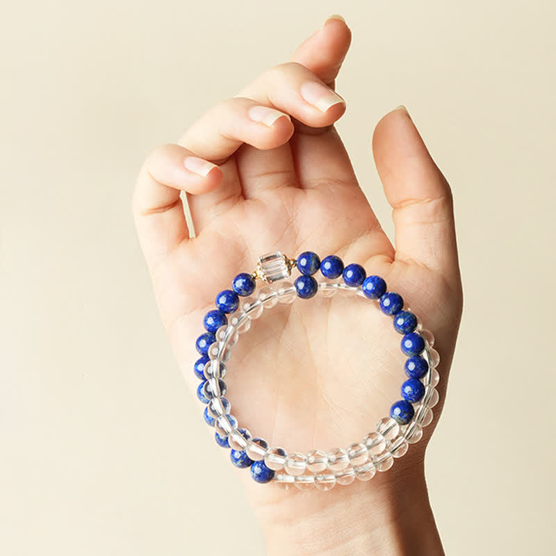 Nimara Ritual Lapis Lazuli Clear Quartz Balance Beaded Bracelet