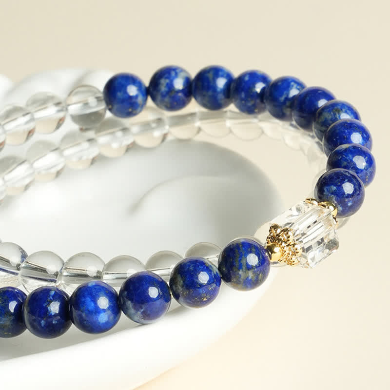 Nimara Ritual Lapis Lazuli Clear Quartz Balance Beaded Bracelet