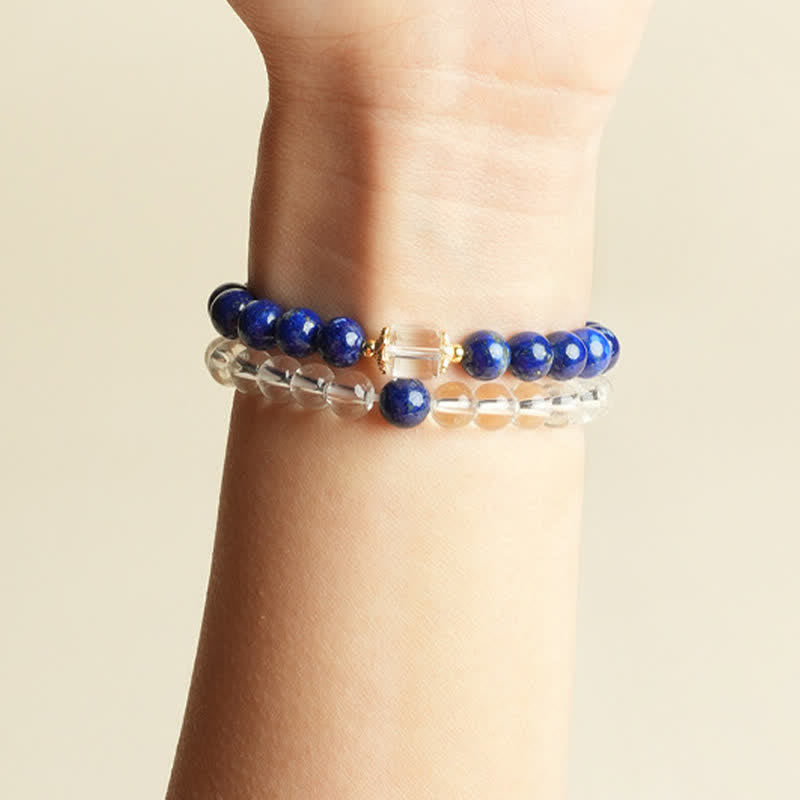 Nimara Ritual Lapis Lazuli Clear Quartz Balance Beaded Bracelet