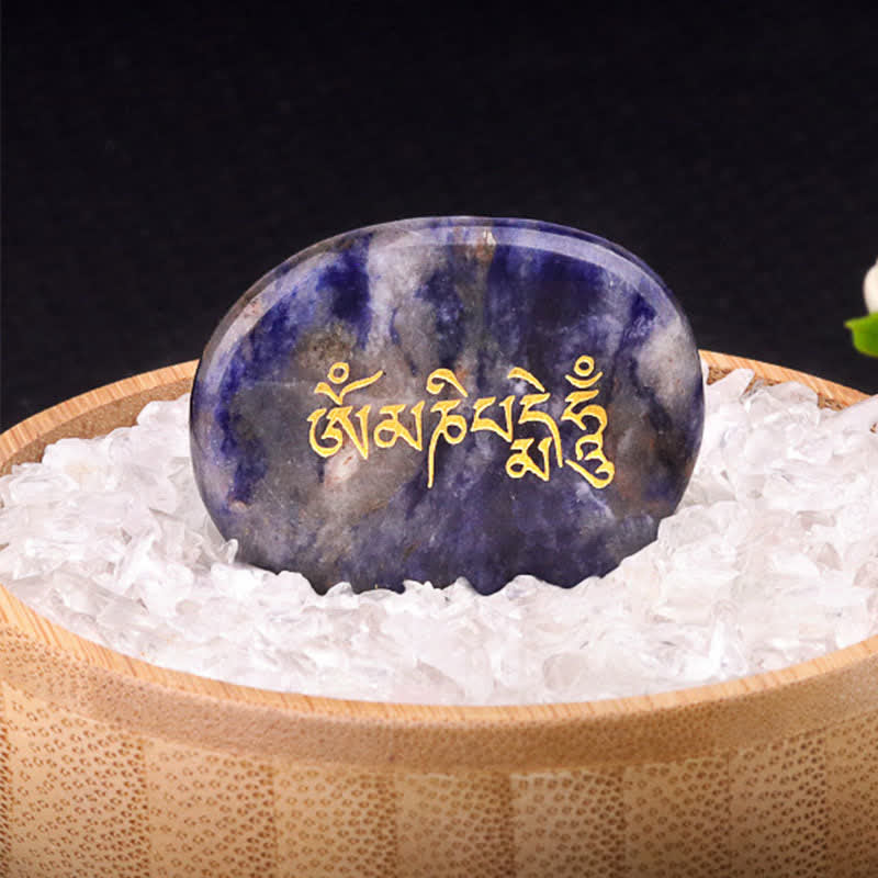 Nimara Ritual Om Mani Padme Hum Amethyst Tiger Eye Palm Stone Crystal Decor 35*45mm