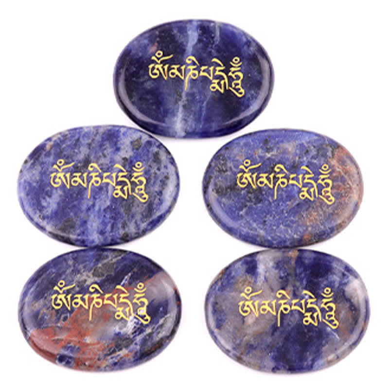 Nimara Ritual Om Mani Padme Hum Amethyst Tiger Eye Palm Stone Crystal Decor 35*45mm