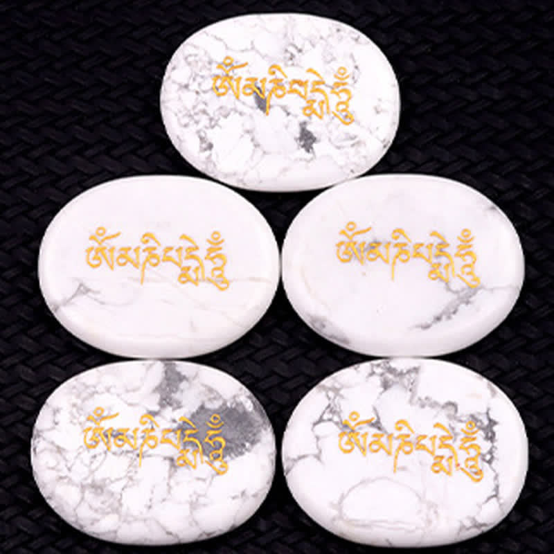 Nimara Ritual Om Mani Padme Hum Amethyst Tiger Eye Palm Stone Crystal Decor 35*45mm