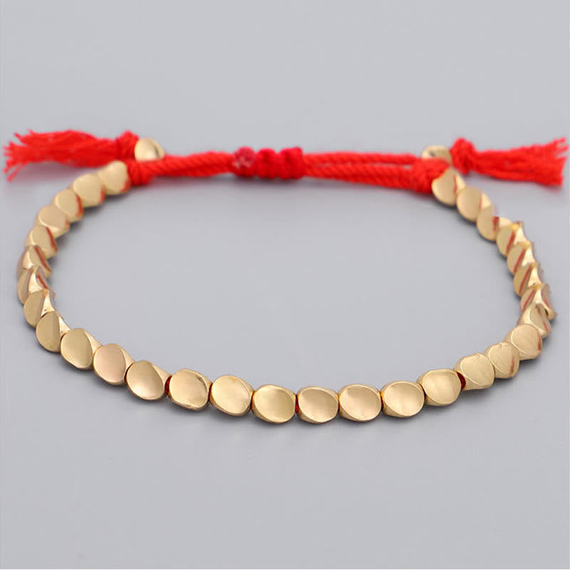 Luck and Strength 3Pcs Golden Copper Beads Red String Bracelet