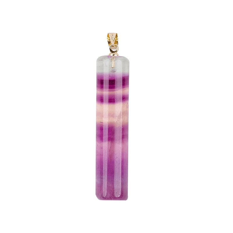 Nimara Ritual Natural Colorful Fluorite Cylindrical Protection Necklace Pendant