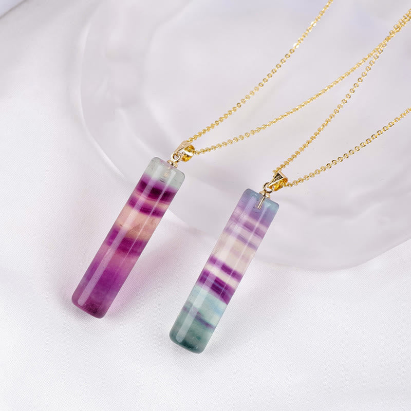 Nimara Ritual Natural Colorful Fluorite Cylindrical Protection Necklace Pendant