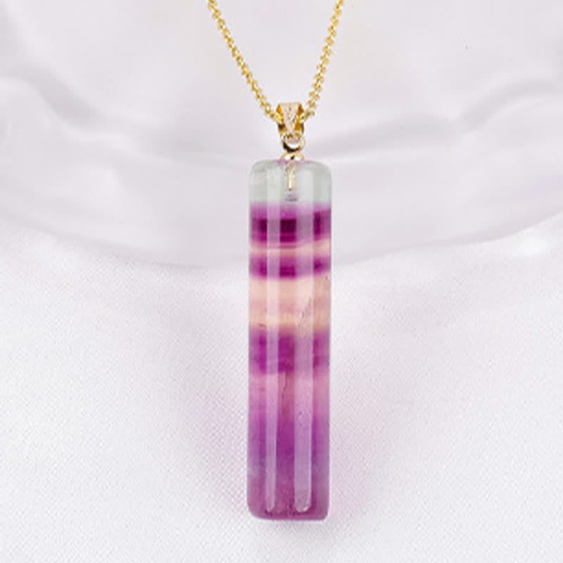 Nimara Ritual Natural Colorful Fluorite Cylindrical Protection Necklace Pendant