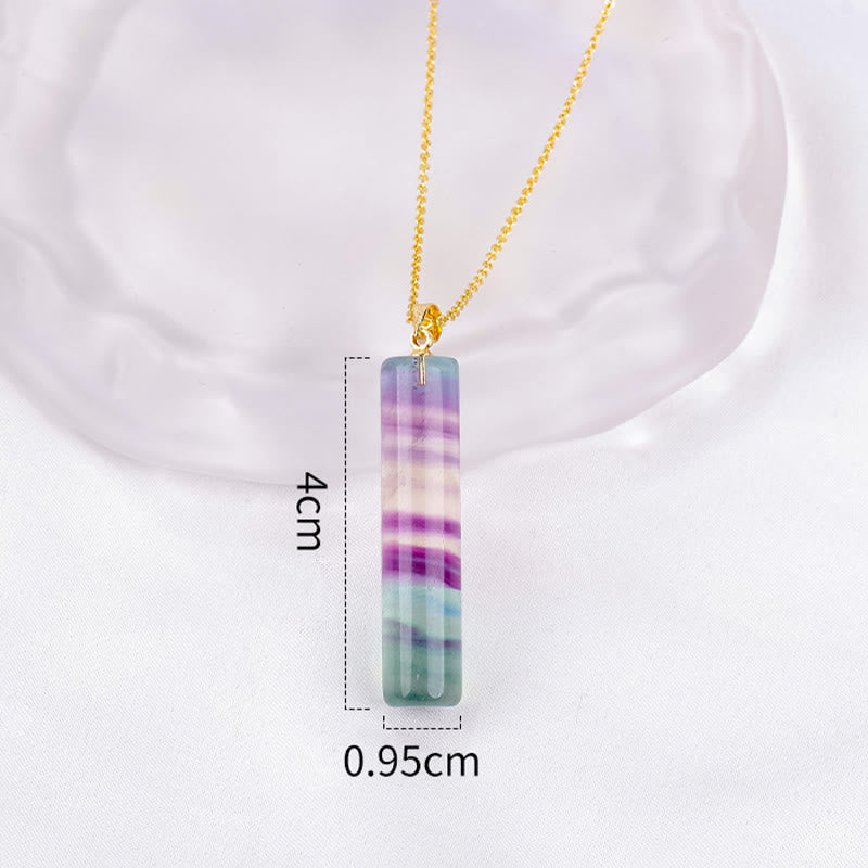 Nimara Ritual Natural Colorful Fluorite Cylindrical Protection Necklace Pendant