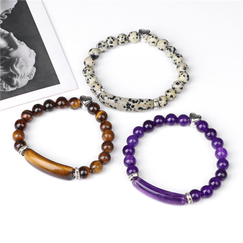 Nimara Ritual Amethyst Tiger Eye Lapis Lazuli Green Aventurine Rhodonite Dalmatian Jasper Healing Bracelet