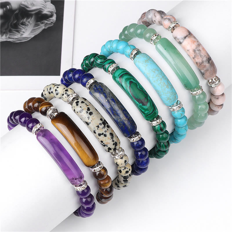 Nimara Ritual Amethyst Tiger Eye Lapis Lazuli Green Aventurine Rhodonite Dalmatian Jasper Healing Bracelet